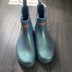 Hunter Rain Boots Womens Size 10 Chelsea Waterproof Ankle Nebula Metallic